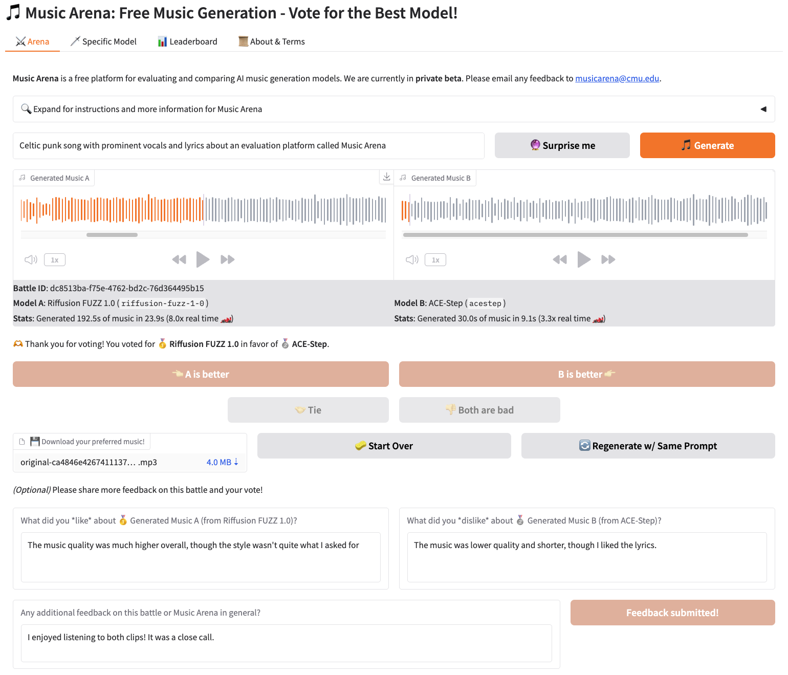 Music Arena UI